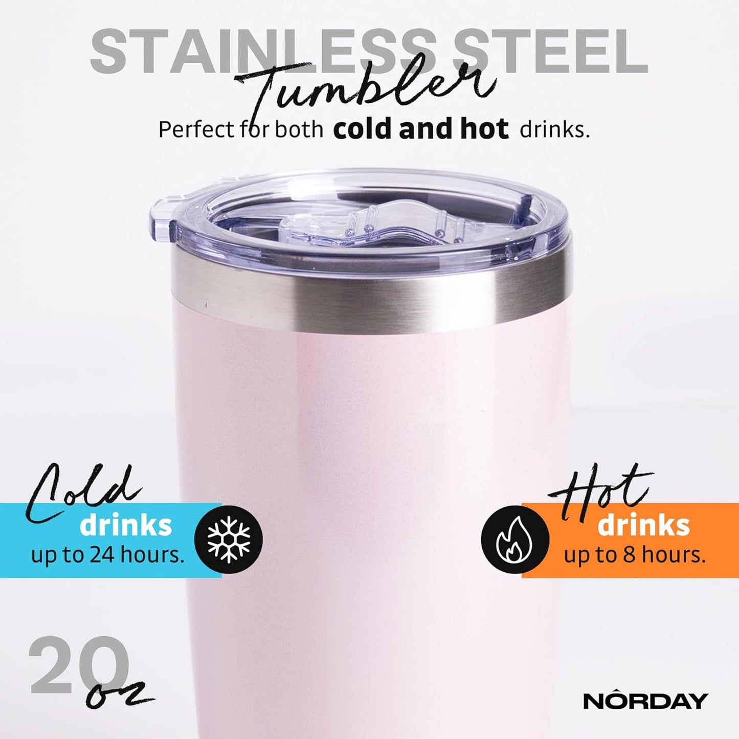 Tumbler Cup with Lid - 20oz Blue - Vacuum Insulated Stainless Steel - Keeps Temperature Up to 24hr - Anti Spill Lid