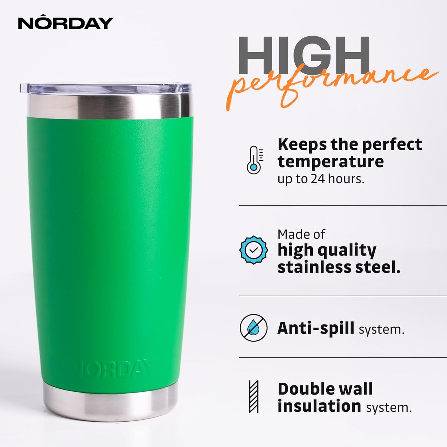 Tumbler Cup with Lid - 20oz Blue - Vacuum Insulated Stainless Steel - Keeps Temperature Up to 24hr - Anti Spill Lid