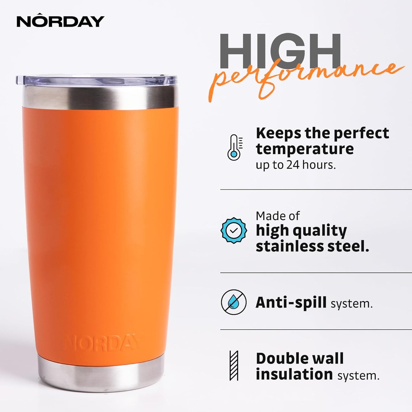 Tumbler Cup with Lid - 20oz Blue - Vacuum Insulated Stainless Steel - Keeps Temperature Up to 24hr - Anti Spill Lid