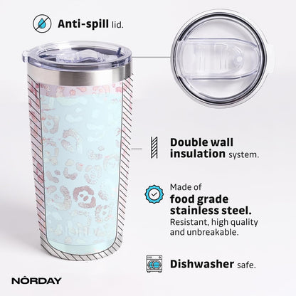 Tumbler Cup with Lid - 20oz Blue - Vacuum Insulated Stainless Steel - Keeps Temperature Up to 24hr - Anti Spill Lid