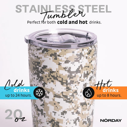 Tumbler Cup with Lid - 20oz Blue - Vacuum Insulated Stainless Steel - Keeps Temperature Up to 24hr - Anti Spill Lid