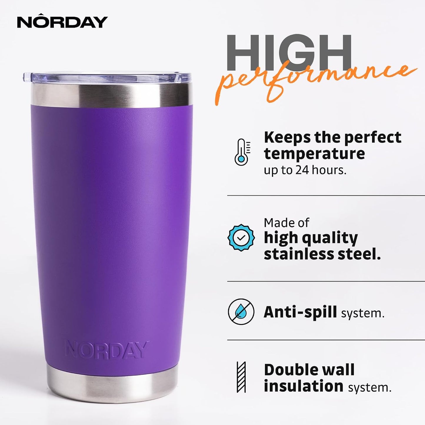 Tumbler Cup with Lid - 20oz Blue - Vacuum Insulated Stainless Steel - Keeps Temperature Up to 24hr - Anti Spill Lid