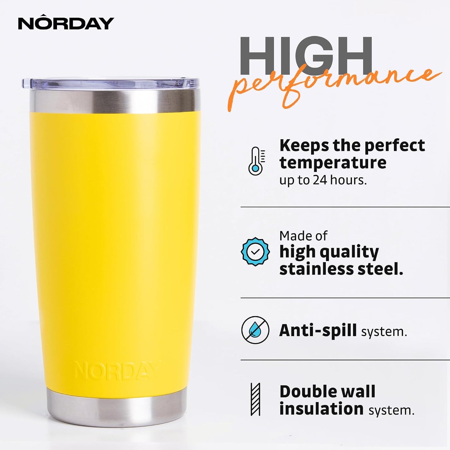 Tumbler Cup with Lid - 20oz Blue - Vacuum Insulated Stainless Steel - Keeps Temperature Up to 24hr - Anti Spill Lid