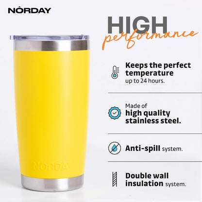 Tumbler Cup with Lid - 20oz Blue - Vacuum Insulated Stainless Steel - Keeps Temperature Up to 24hr - Anti Spill Lid