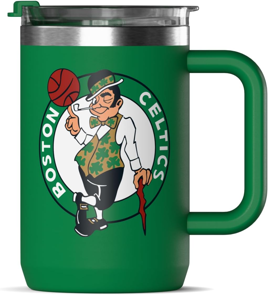 NBA Officially Licensed Los Angeles Lakers 18oz Insulated Coffee & Tea Mug with Flip Sip Lid & Handle, Stainless Steel Travel Mug