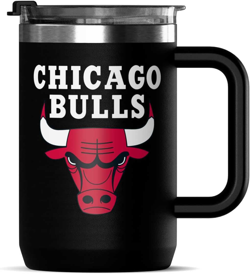 NBA Officially Licensed Los Angeles Lakers 18oz Insulated Coffee & Tea Mug with Flip Sip Lid & Handle, Stainless Steel Travel Mug