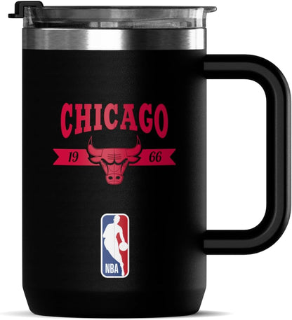 NBA Officially Licensed Los Angeles Lakers 18oz Insulated Coffee & Tea Mug with Flip Sip Lid & Handle, Stainless Steel Travel Mug
