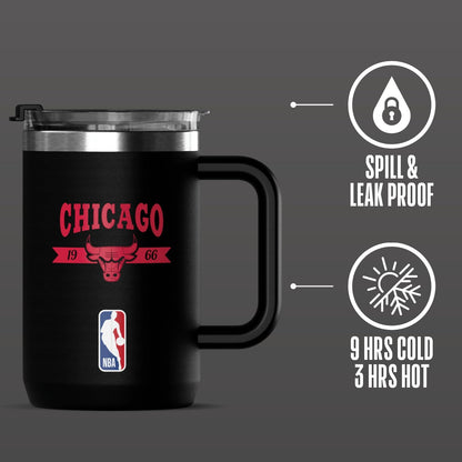 NBA Officially Licensed Los Angeles Lakers 18oz Insulated Coffee & Tea Mug with Flip Sip Lid & Handle, Stainless Steel Travel Mug