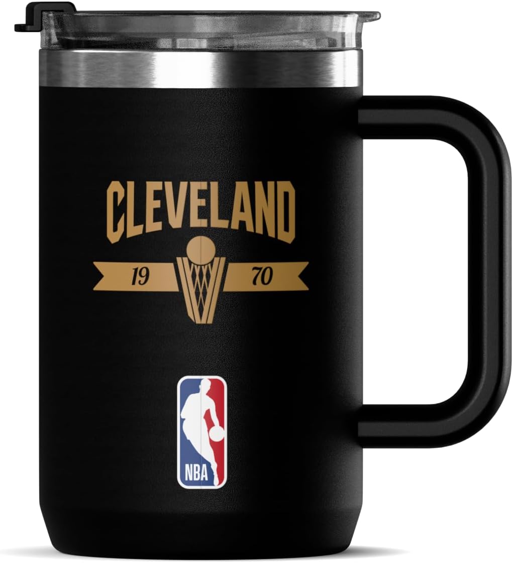 NBA Officially Licensed Los Angeles Lakers 18oz Insulated Coffee & Tea Mug with Flip Sip Lid & Handle, Stainless Steel Travel Mug