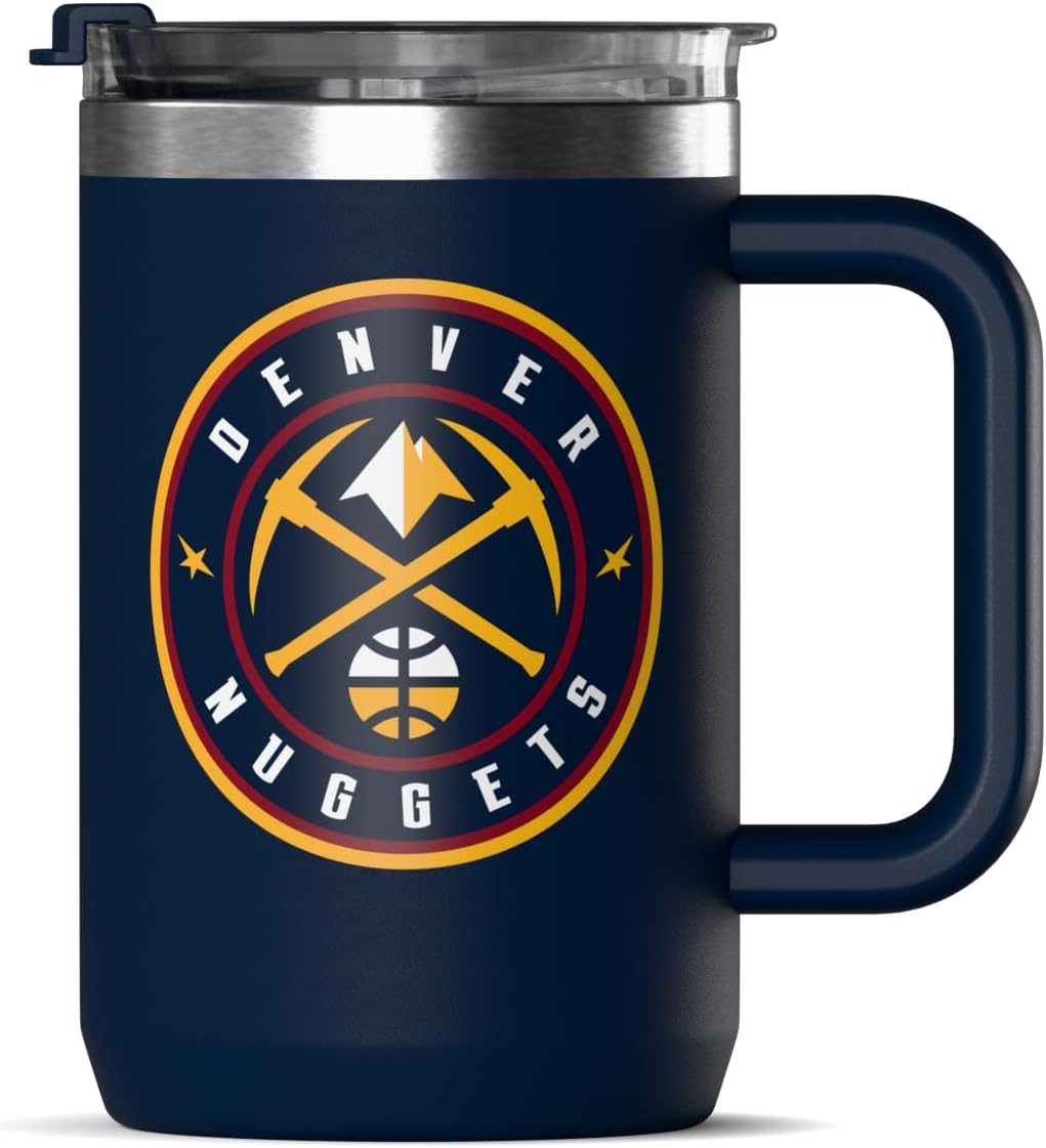 NBA Officially Licensed Los Angeles Lakers 18oz Insulated Coffee & Tea Mug with Flip Sip Lid & Handle, Stainless Steel Travel Mug
