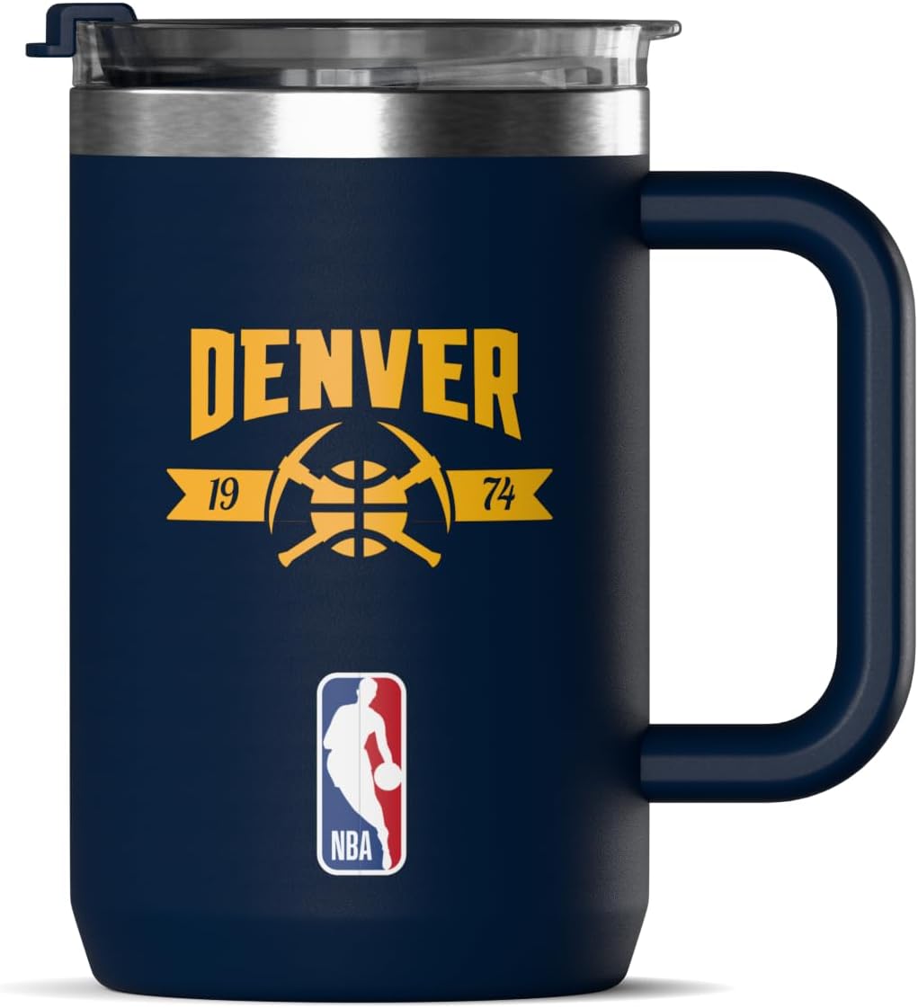 NBA Officially Licensed Los Angeles Lakers 18oz Insulated Coffee & Tea Mug with Flip Sip Lid & Handle, Stainless Steel Travel Mug
