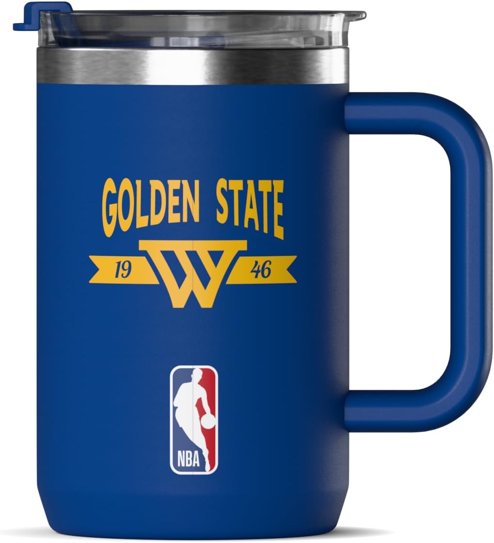 NBA Officially Licensed Los Angeles Lakers 18oz Insulated Coffee & Tea Mug with Flip Sip Lid & Handle, Stainless Steel Travel Mug