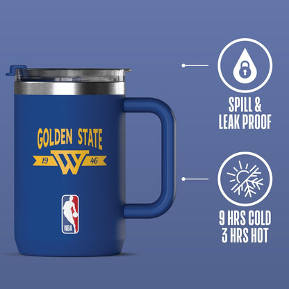 NBA Officially Licensed Los Angeles Lakers 18oz Insulated Coffee & Tea Mug with Flip Sip Lid & Handle, Stainless Steel Travel Mug