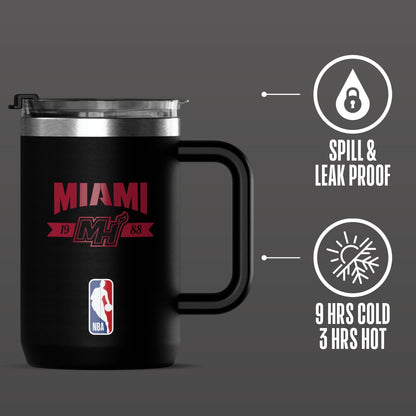 NBA Officially Licensed Los Angeles Lakers 18oz Insulated Coffee & Tea Mug with Flip Sip Lid & Handle, Stainless Steel Travel Mug