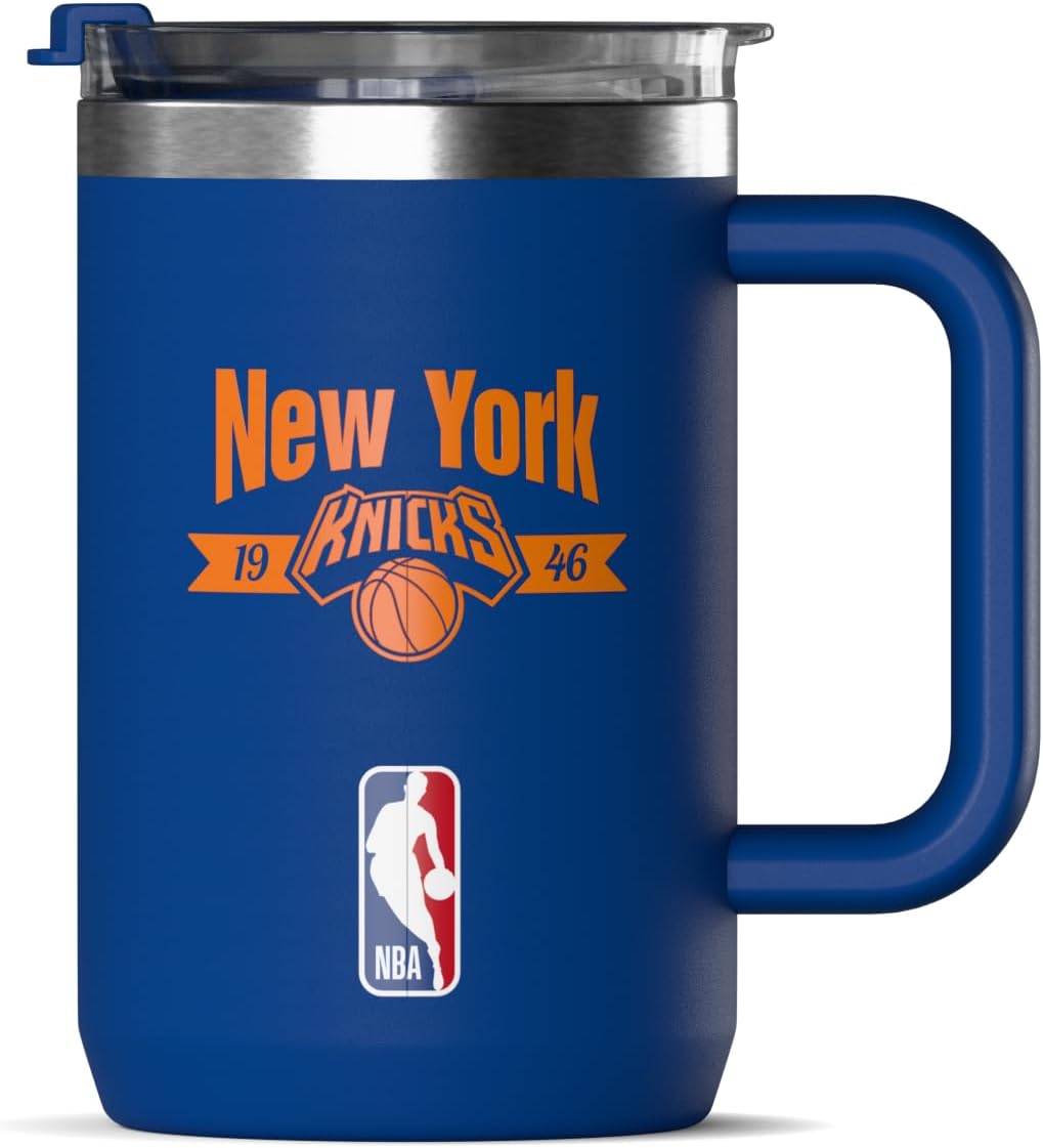 NBA Officially Licensed Los Angeles Lakers 18oz Insulated Coffee & Tea Mug with Flip Sip Lid & Handle, Stainless Steel Travel Mug