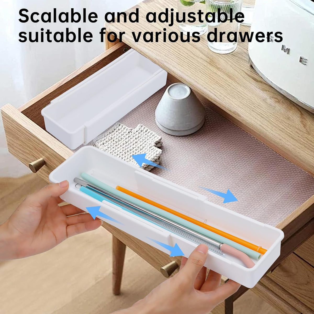 Straw Organizer Drawer for Cabinet,Fits for 60oz Straw,Adjustable Length