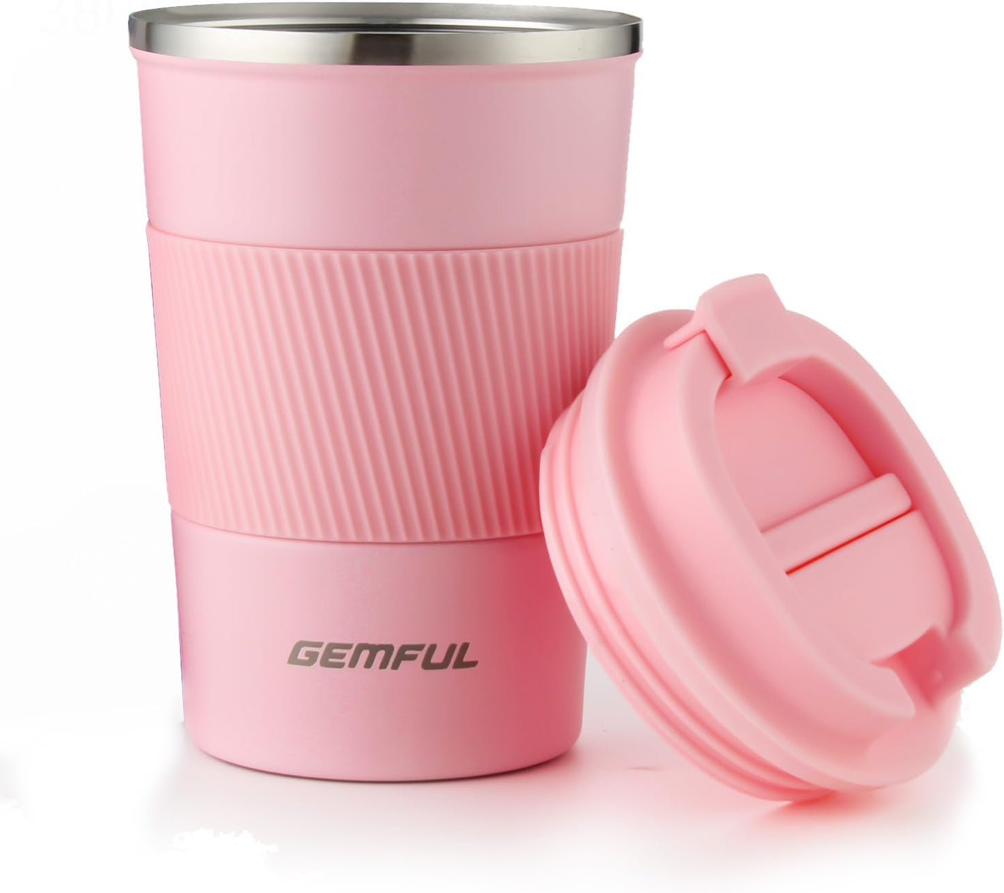 GEMFUL 13oz To Go Coffee Mug, Stainless Steel Insulated Tumbler (Black) | Vacuum-insulated Mug for Daily Commute, Durable Stainless Steel, Spill-proof Lid, BPA-free, Leak-proof, Keep Hot/Cold