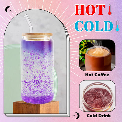 8pcs 16Oz Glass Cups with Acryic Lids and Straws Drinking Glasses