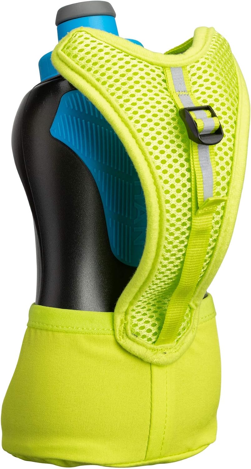 Nathan Running Handheld Water Bottle Adjustable No-Grip Quick Squeeze Lite Hand Strap. Reflective Hydration