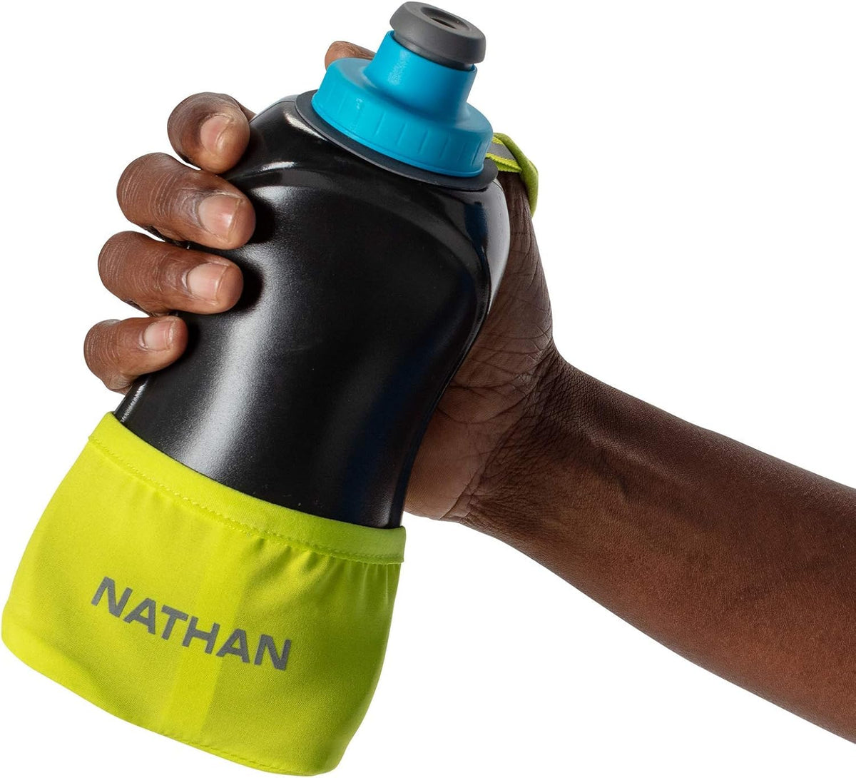 Nathan Running Handheld Water Bottle Adjustable No-Grip Quick Squeeze Lite Hand Strap. Reflective Hydration