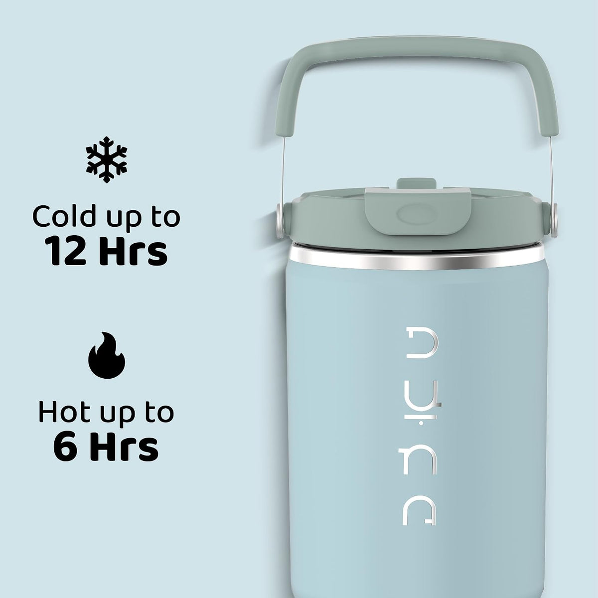 40 oz Insulated Tumbler with Handle & Straw | Grey Stainless Steel Vacuum Insulated Travel Mug with Lid, Leakproof & BPA-Free, Keeps Drinks Cold for 12 Hours and Hot for 6 Hours