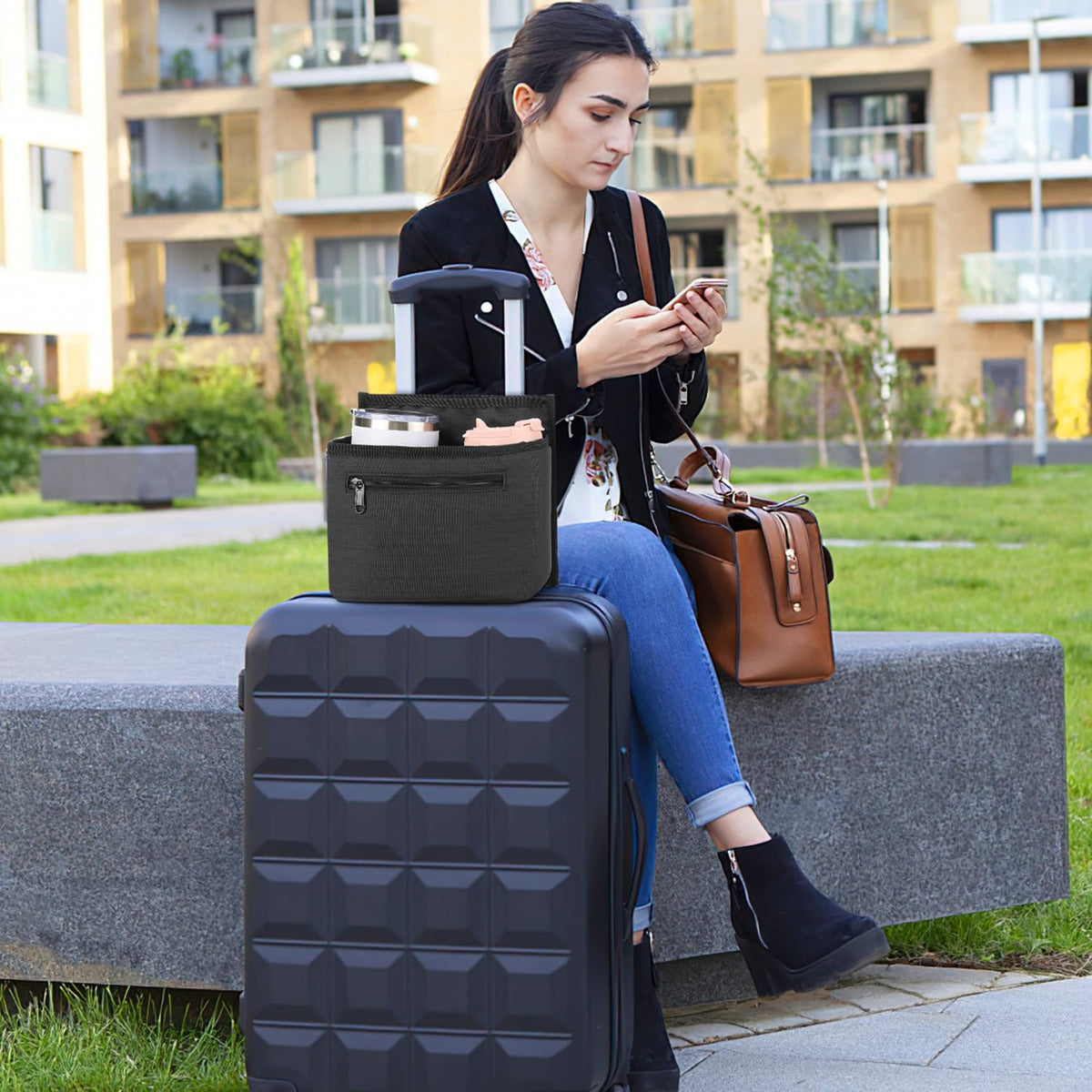 Luggage Travel Cup Holder for Suitcase, Drink Carrier for Coffee Tumblers
