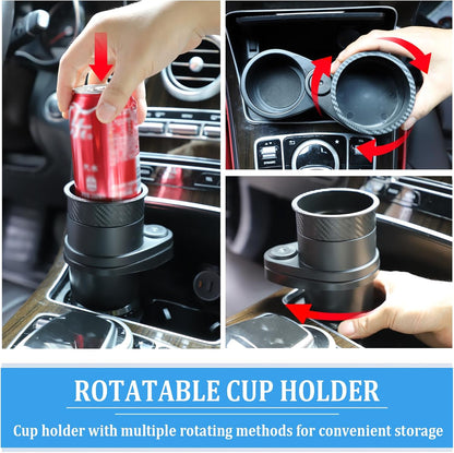Car Cup Holder Expander, Carbon Fiber Style 2-in-1 Drink Cup Holder,fit 12-16oz Hot Cups Cold Drink Cups as Well as Mineral Water Bottles