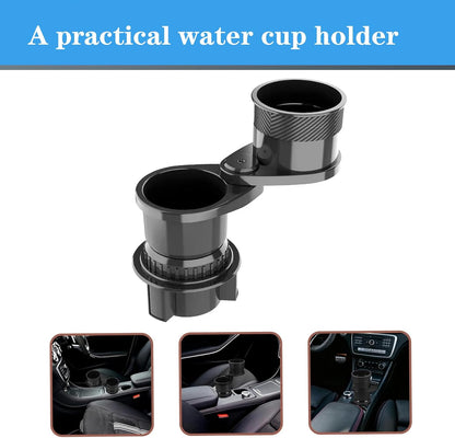 Car Cup Holder Expander, Carbon Fiber Style 2-in-1 Drink Cup Holder,fit 12-16oz Hot Cups Cold Drink Cups as Well as Mineral Water Bottles