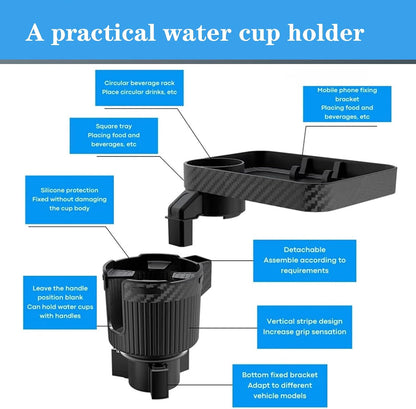 Car Cup Holder Expander, Carbon Fiber Style 2-in-1 Drink Cup Holder,fit 12-16oz Hot Cups Cold Drink Cups as Well as Mineral Water Bottles