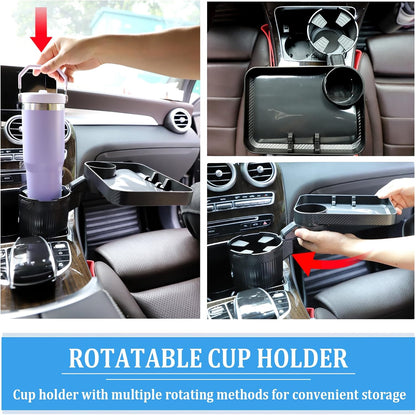 Car Cup Holder Expander, Carbon Fiber Style 2-in-1 Drink Cup Holder,fit 12-16oz Hot Cups Cold Drink Cups as Well as Mineral Water Bottles