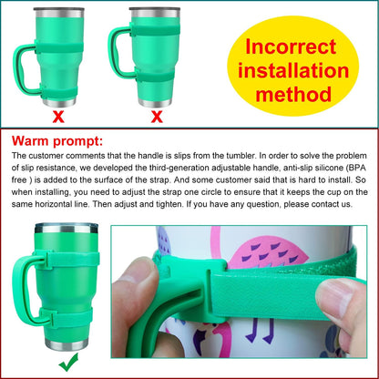 New Upgrade Anti-Slip Adjustable Tumbler Handle Fit for 20 Oz to 40 Oz All Brands Tumbler Cup of YETI, RTIC, Ozark Trail, Tervis, Corkcicle, Slm, Reduce Cold, Artic, Atlin, Bubba and SIC Etc