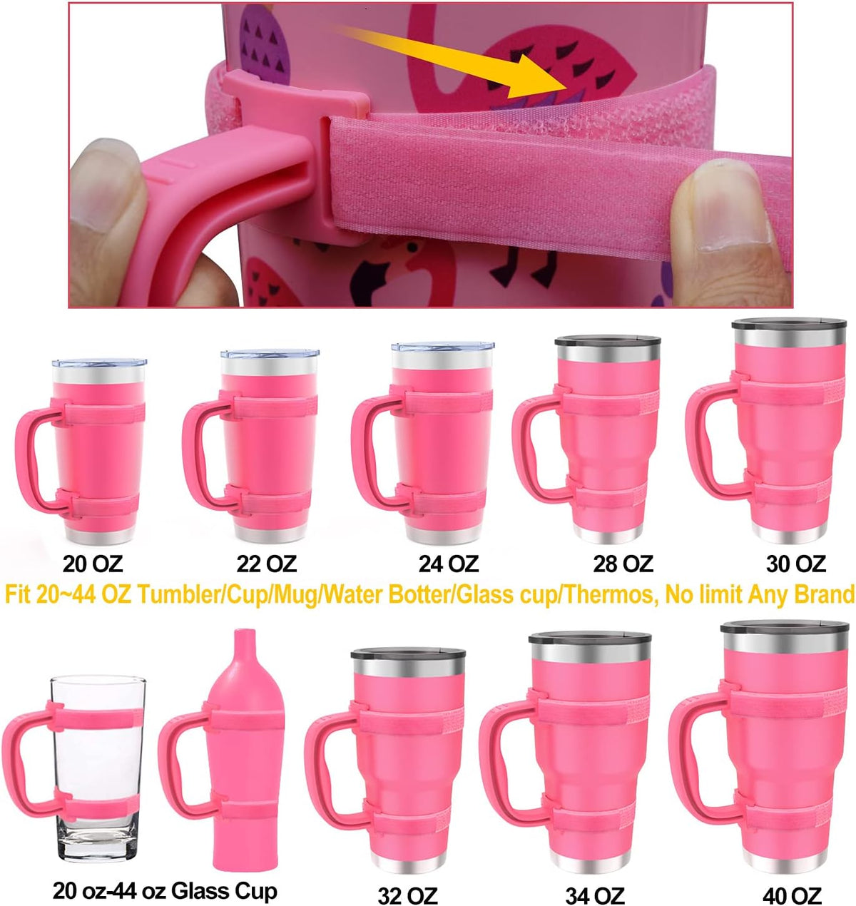 New Upgrade Anti-Slip Adjustable Tumbler Handle Fit for 20 Oz to 40 Oz All Brands Tumbler Cup of YETI, RTIC, Ozark Trail, Tervis, Corkcicle, Slm, Reduce Cold, Artic, Atlin, Bubba and SIC Etc