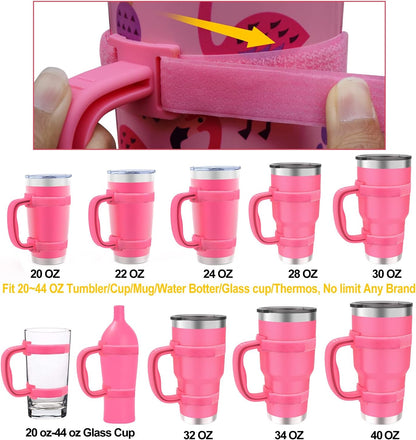 New Upgrade Anti-Slip Adjustable Tumbler Handle Fit for 20 Oz to 40 Oz All Brands Tumbler Cup of YETI, RTIC, Ozark Trail, Tervis, Corkcicle, Slm, Reduce Cold, Artic, Atlin, Bubba and SIC Etc