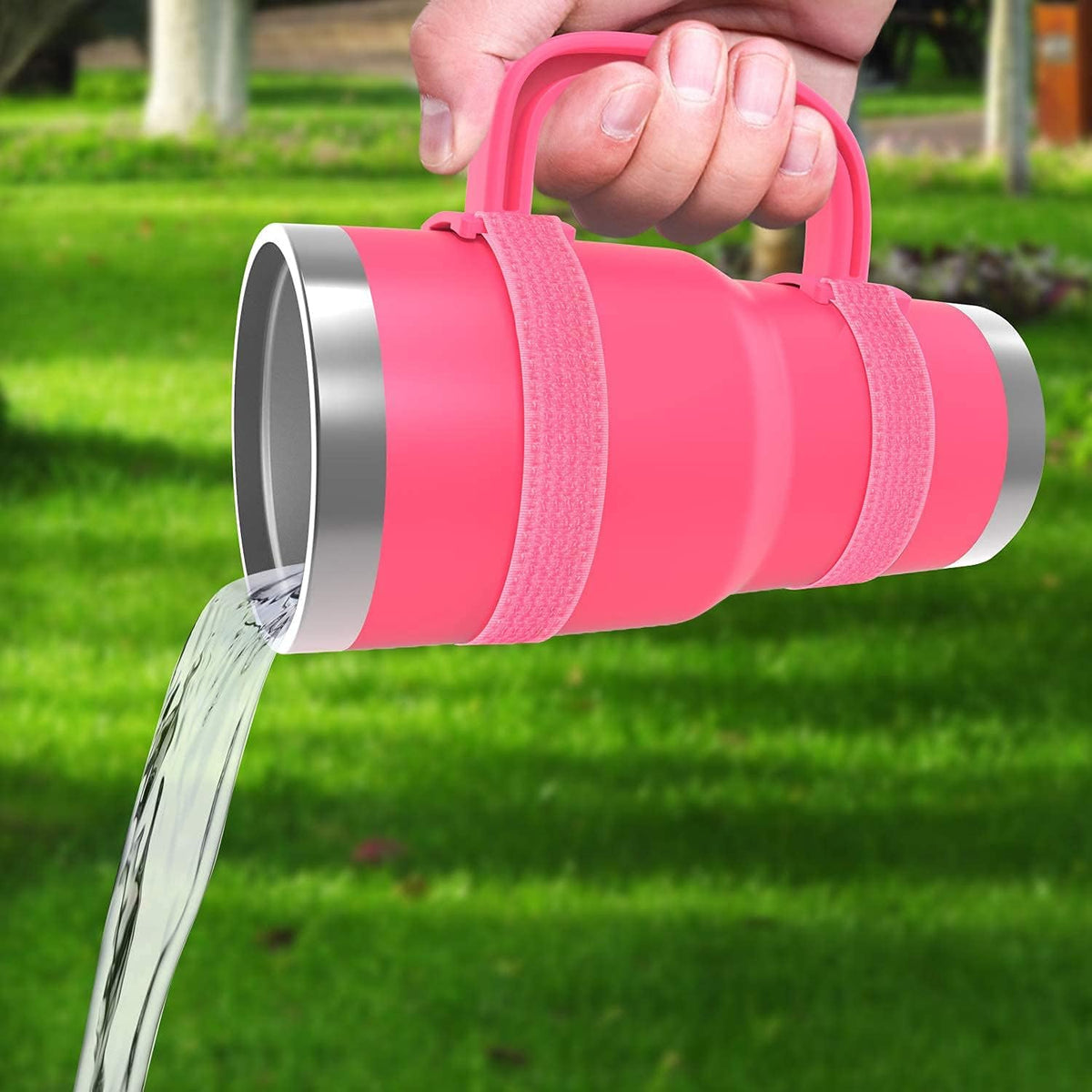 New Upgrade Anti-Slip Adjustable Tumbler Handle Fit for 20 Oz to 40 Oz All Brands Tumbler Cup of YETI, RTIC, Ozark Trail, Tervis, Corkcicle, Slm, Reduce Cold, Artic, Atlin, Bubba and SIC Etc