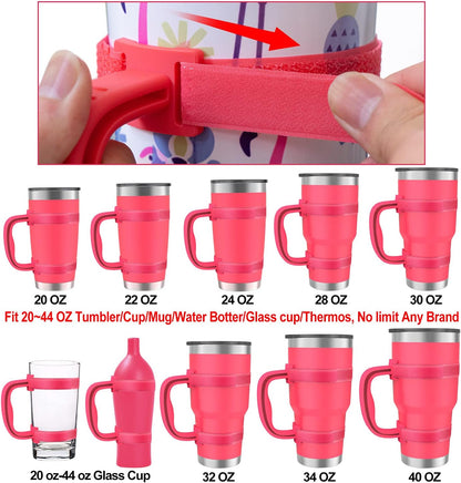 New Upgrade Anti-Slip Adjustable Tumbler Handle Fit for 20 Oz to 40 Oz All Brands Tumbler Cup of YETI, RTIC, Ozark Trail, Tervis, Corkcicle, Slm, Reduce Cold, Artic, Atlin, Bubba and SIC Etc