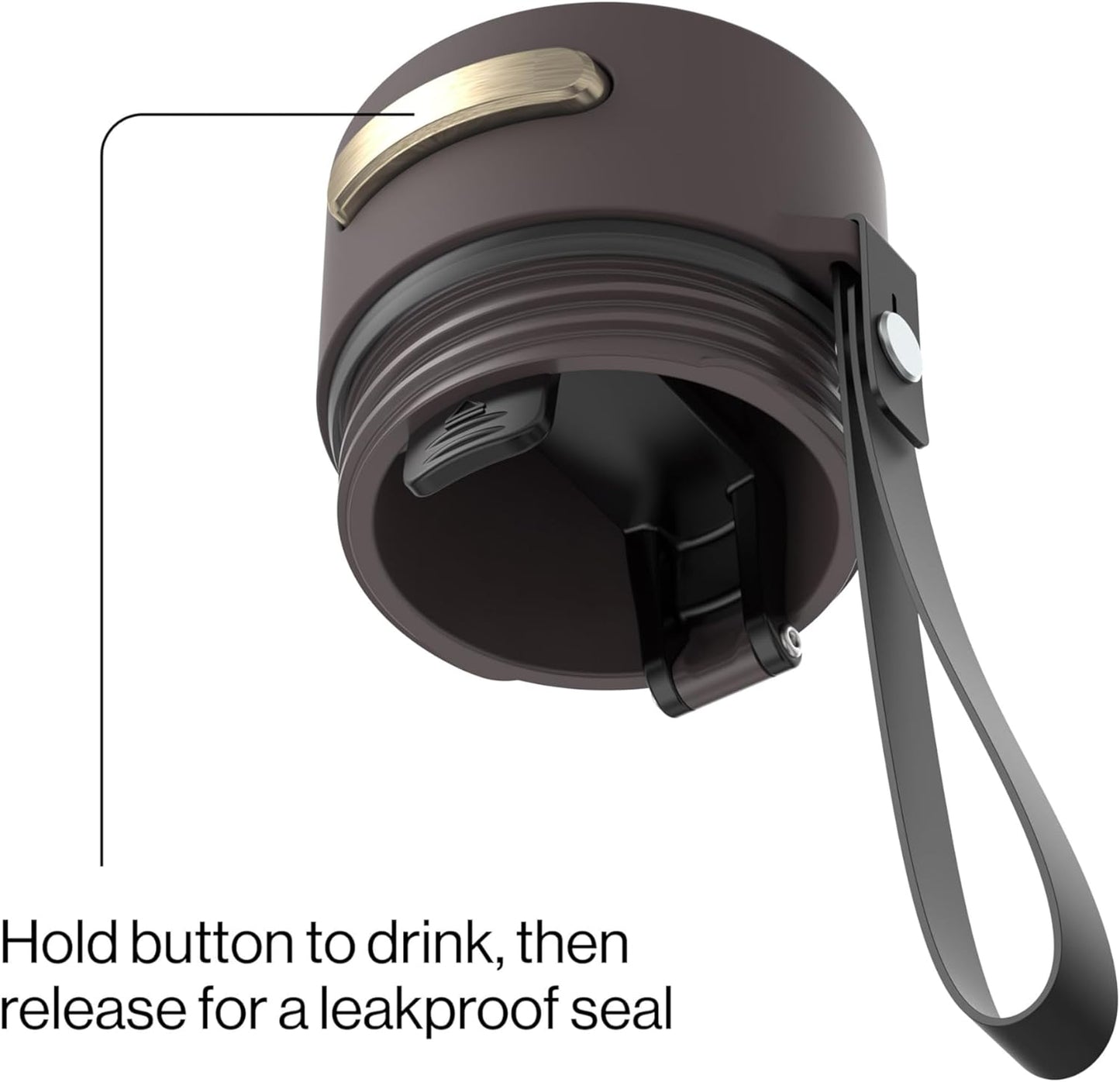 AutoSeal 24 oz Stainless Steel Vacuum-Insulated Water Bottle with Leakproof Push-Button Spout & Lock, Carry Strap, BPA-Free & Lead-Free, Dishwasher Safe