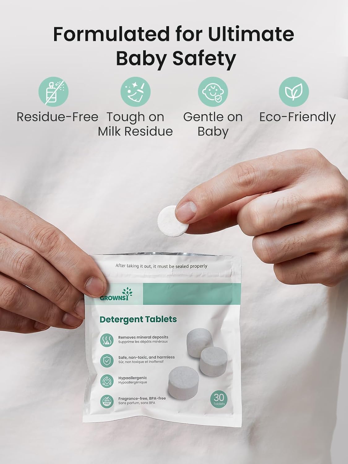 Detergent Tablets for Bottle Washer 130 Count, Safe & Deep Cleaning