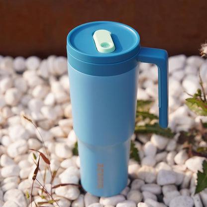 40 oz Tumbler with Handle, Straw & Lid, Insulated Stainless Steel | Travel, Double Wall Vacuum, Keeps Hot/Cold, Spill Proof, Fruit Infuser, BPA Free, Camping, Mint Green