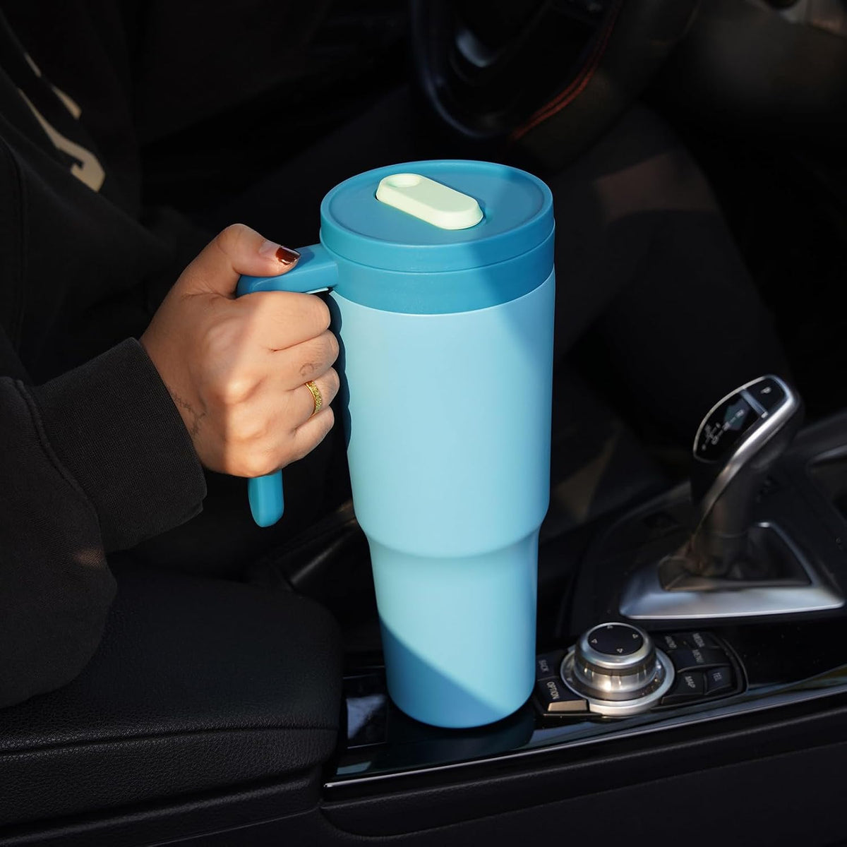 40 oz Tumbler with Handle, Straw & Lid, Insulated Stainless Steel | Travel, Double Wall Vacuum, Keeps Hot/Cold, Spill Proof, Fruit Infuser, BPA Free, Camping, Mint Green