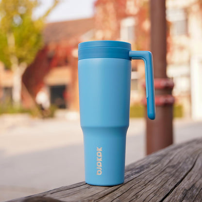 40 oz Tumbler with Handle, Straw & Lid, Insulated Stainless Steel | Travel, Double Wall Vacuum, Keeps Hot/Cold, Spill Proof, Fruit Infuser, BPA Free, Camping, Mint Green