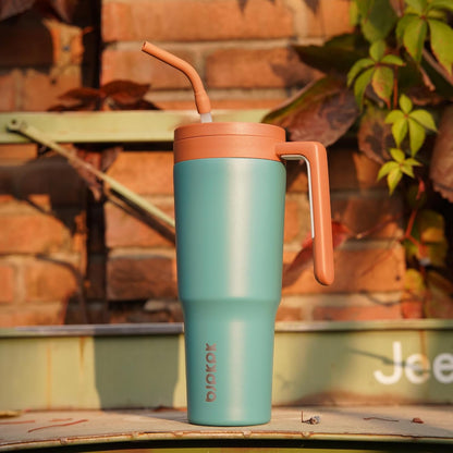 40 oz Tumbler with Handle, Straw & Lid, Insulated Stainless Steel | Travel, Double Wall Vacuum, Keeps Hot/Cold, Spill Proof, Fruit Infuser, BPA Free, Camping, Mint Green