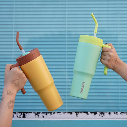 40 oz Tumbler with Handle, Straw & Lid, Insulated Stainless Steel | Travel, Double Wall Vacuum, Keeps Hot/Cold, Spill Proof, Fruit Infuser, BPA Free, Camping, Mint Green