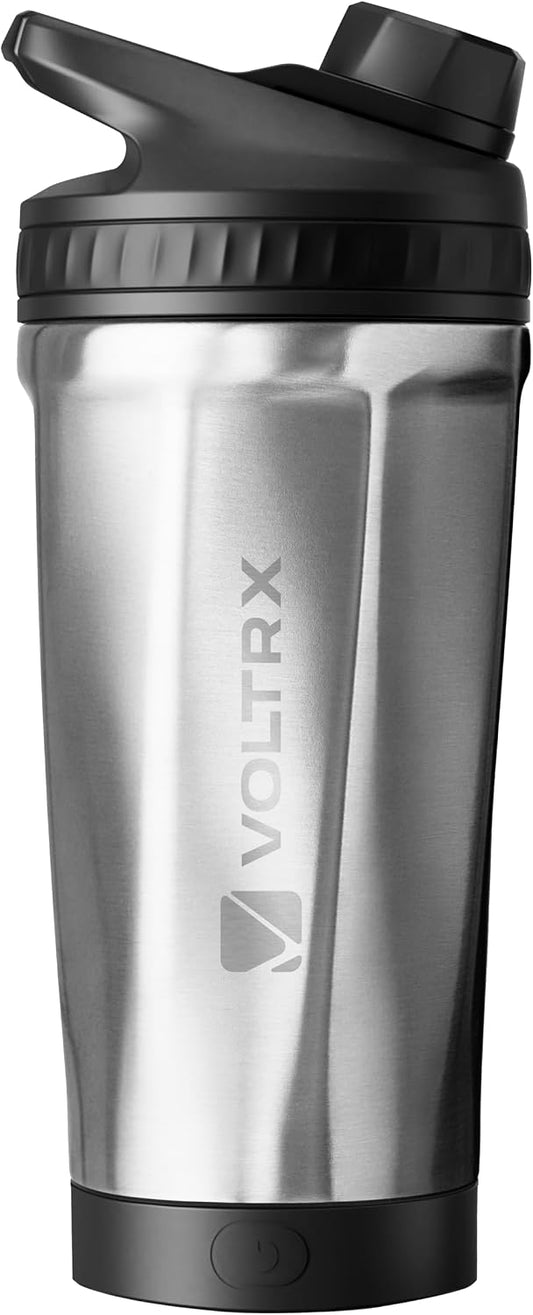 ChillMix Shaker Bottle Insulated Stainless Steel - USB C Rechargeable Electric Protein Shake Mixer, Shaker Cups for Protein Shakes and Meal Replacement, Chrome Steel, 16 oz