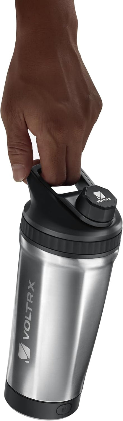 ChillMix Shaker Bottle Insulated Stainless Steel - USB C Rechargeable Electric Protein Shake Mixer, Shaker Cups for Protein Shakes and Meal Replacement, Chrome Steel, 16 oz