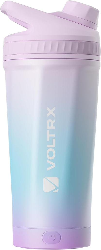 ChillMix Shaker Bottle Insulated Stainless Steel - USB C Rechargeable Electric Protein Shake Mixer, Shaker Cups for Protein Shakes and Meal Replacement, Chrome Steel, 16 oz