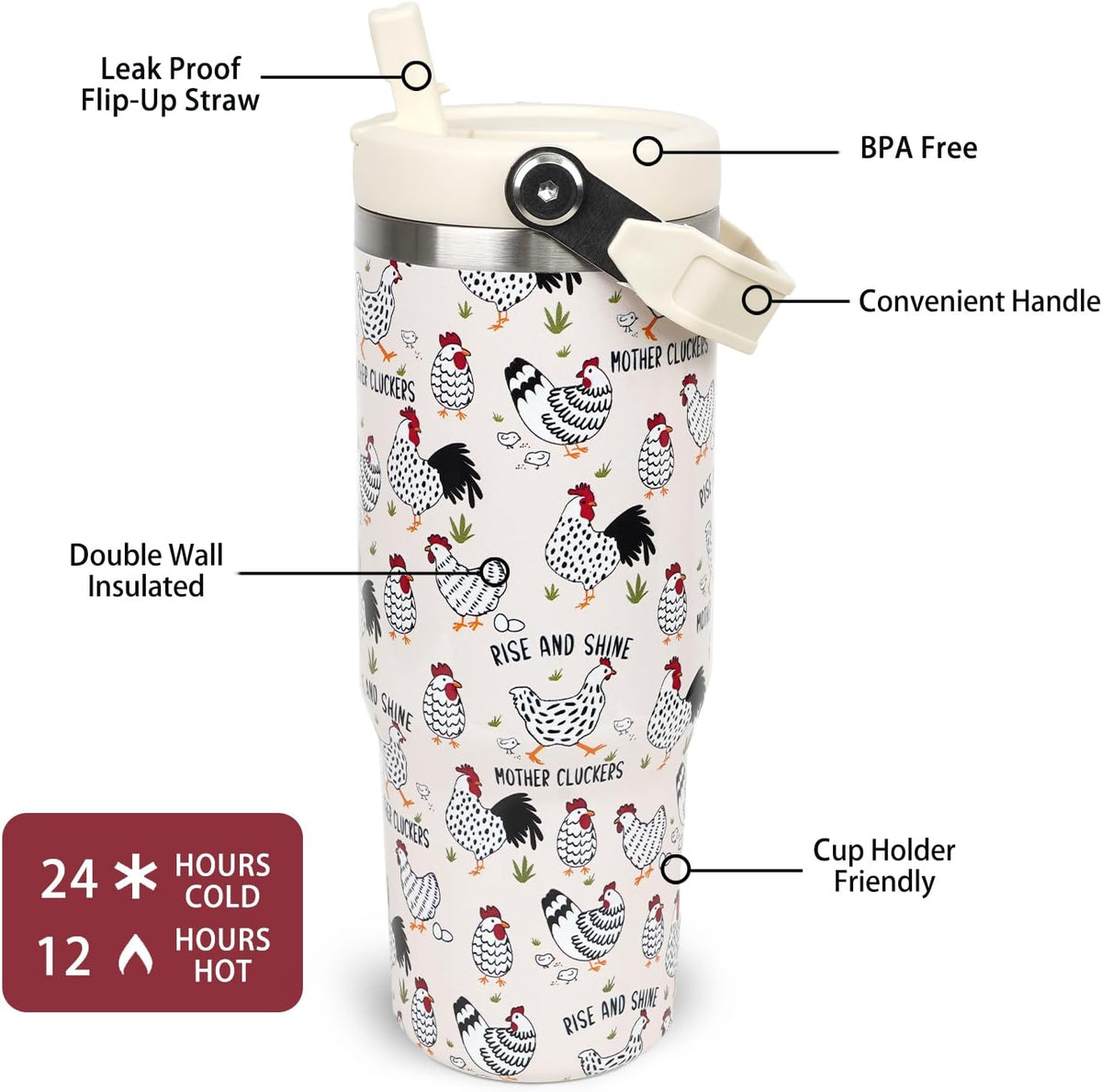 Butterfly 30 OZ Tumbler with Handle Flip Straw Lid Leak Proof | 30oz Butterfly Travel Coffee Mug Christmas Mothers Day Birthday Gifts for Women Lovers 30 Ounce Cup