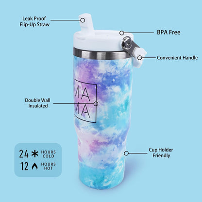 Butterfly 30 OZ Tumbler with Handle Flip Straw Lid Leak Proof | 30oz Butterfly Travel Coffee Mug Christmas Mothers Day Birthday Gifts for Women Lovers 30 Ounce Cup