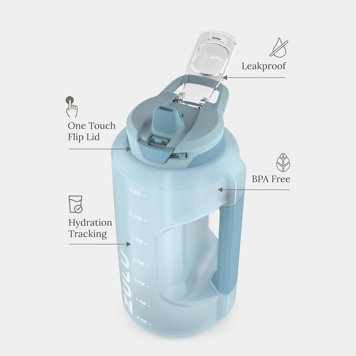 Goals 64oz BPA-Free Plastic Water Bottle with Time Markers, Violet