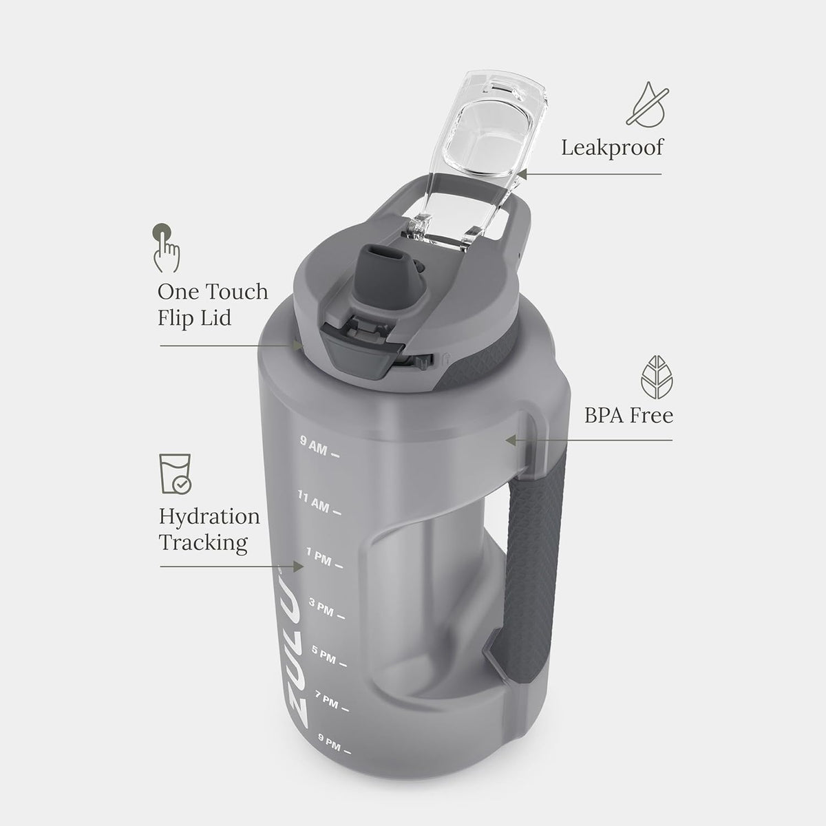 Goals 64oz BPA-Free Plastic Water Bottle with Time Markers, Violet