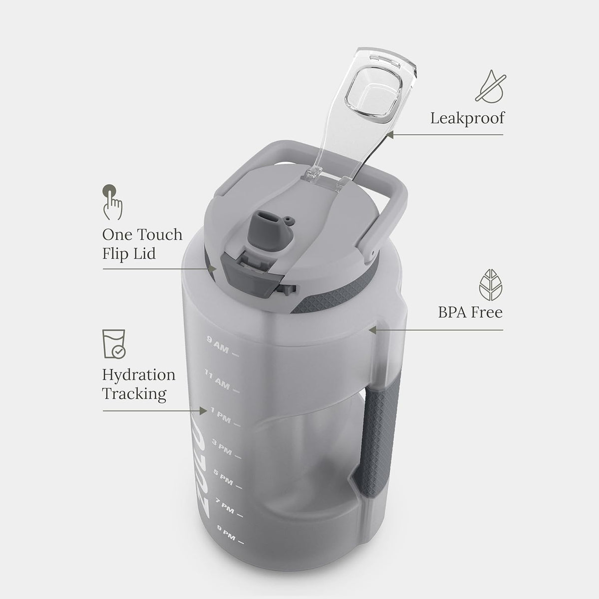Goals 64oz BPA-Free Plastic Water Bottle with Time Markers, Violet